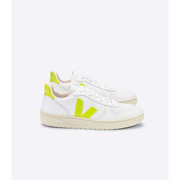 Veja V-10 LEATHER Women's Sneakers White/Mint | CA 647HAP